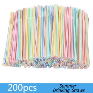 Straw For Plastic MultiColore Drinking Straws Kitchen Party Bar Beverage Supplies Disposable Striped Elbow Rietjes