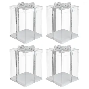 Gift Wrap 4 Pcs Wedding Cake Stand Moon Boxes Transparent Box Plastic Pastry Clear Treat Keeper