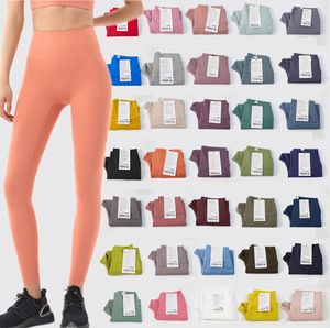 LU-007 Kvinnor Yoga Leggings Ingen framsöm Smörig Mjuk Atletisk Magkontroll Nakenbyxor Hög midja Höftlyft Tight Träning Fitness Träning Gym Leggings