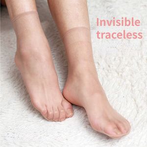 Socks Hosiery 5 Pairs Skin Color Ultrathin Women Socks Summer Transparent Silk Crystal Sexy Elastic Short Ankle Socks Invisible P230516