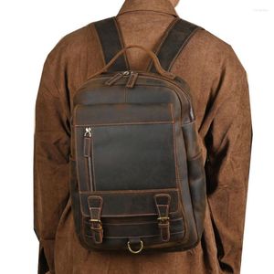 Backpack Genuine Leather Men Real Cowhide Boy Schoolbag Backpacks Business Travel Male Back Pack High Quality Tote Daypack