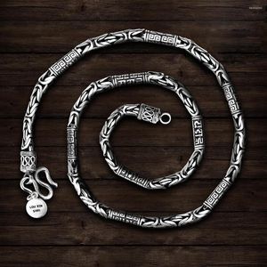 Catene LongLongjinsu S925 2023 Collana da uomo Peace Pattern Mantra Retro Sterling Silver Sezione spessa