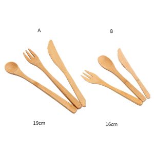 Quality Bamboo Tableware 300pcs(100 set) 100% Natural Bamboo Spoon Fork Knife Set Wooden Dinnerware