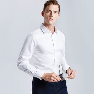 Mäns casual skjortor män vita skjorta långärmad icke-järn affärsprofessionell arbete krage kläder casual kostym knapp toppar plus size s-5xl 230516