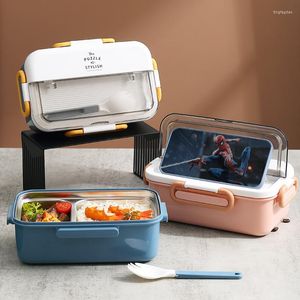 Dinnerware Sets Lunch Box 304 Stainless Steel Student Office Worker With Cutlery Waterflood Heating Portable Divider Bento Cocina