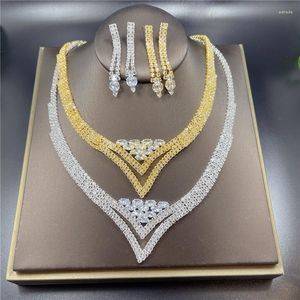 Halsband örhängen set handgjorda zirkon kristall brud mode choker armband ring kvinnor bröllopsklänning smycken smycken