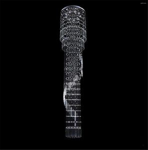 Chandeliers D60 H250cm Long Spiral Staircase Light Large LED Crystal Chandelier Lampe El Lobby Lights Stairwell Lighting Fixture