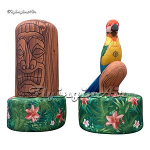 Amazing Large Inflatable Parrot Balloon Airblown Totem Wood Pillar Replica With Blower For Club Event