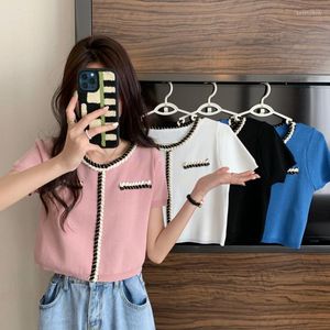 Women's Sweaters Summer Sexy Women T Shirt Casual Y2k O Neck Retro Streetwear Patchwork Black Girl Korean Style Girls Basic Clothing Femme