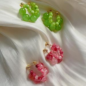 Stud Earrings Ins Cute Crystal Grapes Girl Transparent All Match Jewelry 2 Colors