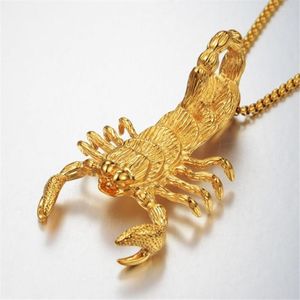 Pendant Necklaces Punk Scorpio Scorpion Male Gold Color Stainless Steel Statement Animal Necklace For Men Jewelry Gift
