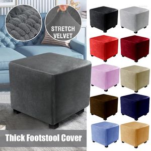Chair Covers Soft Velvet Ottoman Cover Elastic Spandex Square Footstool 360 Degree All-inclusive Protector For Living Room
