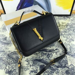 Top Quality Crossbody Bag Plain Shoulder Bags Genuine Leather Magnetic Button Removable Strap Golden Hardware Small Handbags Purse