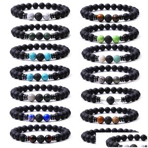 Perlen 8 mm schwarzer Steinstrang, farbige Kristall-Jade-Perlen, Energie-Buddha-Armband für Damen und Herren, Drop-Lieferung, Schmuck, Armbänder, Dhgarden Dhglo