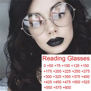 Reading Glasses Oversized Round Metal Anti Blue Light Woman Reading Glasses Men Clear Lens Vintage Eyeglasses Presbyopia Large Computer Goggles 230516