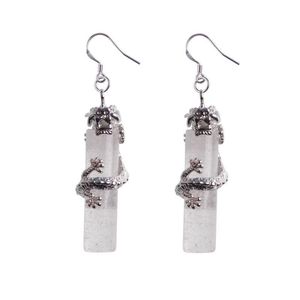 Dangle Chandelier 925 Sterling Sier Natural Stone Crystal Column Chinese Dragon National Wind Earrings For Women Long Earringsdrop Dhli3