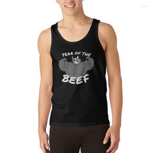 Canotte da uomo YEAR OF THE BEEF - Top nero Estate 2023 Abbigliamento sportivo anime per abbigliamento da uomo