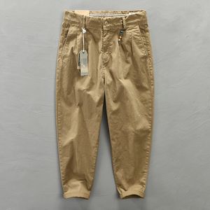 Pantaloni da uomo HIQOR Primavera Autunno Uomo Puro Cotone Uomo Pantaloni Cargo Stile Coreano Maschile Casual Cintura Allentata Vita Media Uomo Pantaloni Plus Size 38 230516