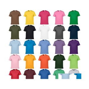 Men'S T-Shirts Unisex Teamwear Plain Tee Short Sleeves Tshirt Men Women Child Casual Plus Size Summer Solid Cotton Round Neck Teeshi Dhatd