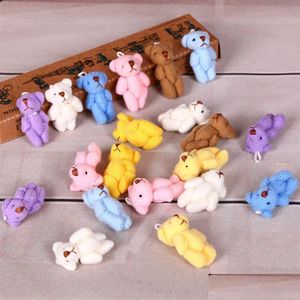 Schleczone pluszowe zwierzęta 50pc Super Kawaii Mini 4cm Joint Bowtie Teddy Bear Kids Toys Dolls Prezent dla dzieci Y0106298B Drop DHHF5