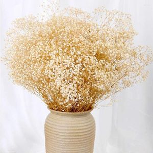 Fiori decorativi 100G Bouquet di alito essiccato per bambini Beige Gypsophile Fiore secco naturale Gypsophila Decorazione di nozze Decorazioni per la casa nordiche