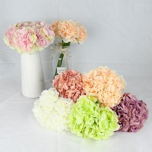 Flores decorativas 5pcs/bouquet rosa/branca Silk Hedgeas