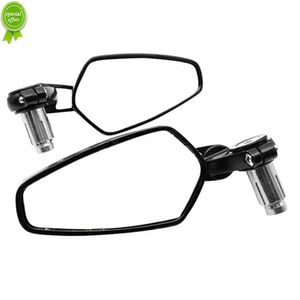 New 1 Pair 7/8" 22mm Universal Motorcycle Aluminum Rear View Black Handle Bar End Side Rearview Mirrors