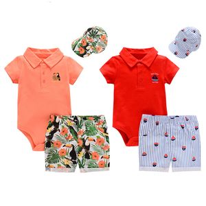 Pajamas Setelan Baju Anak anak Musim Panas Balita Baru Lahir Atasan Celana Pendek Anak Laki laki Memiliki 3 Potong Set Kasual 230516