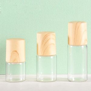 アンバークリア1ml 2ml 3ml 3ml 5mlロールボトルガラスローラーバイアルとプラスチック製の竹キャップ600pcsロット最高品質