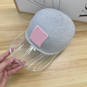 Summer straw woven designer ball cap fashionable candy colored acrylic brim couple vacation travel sun protection breathability casquette