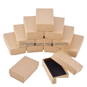 Smycken lådor kartong set låd för ringhalsband rec tan 8x5x3cm svart 9x7xm vit 7x7xm 9x9xm 24 st droppleveransförpackningsdisplay ot6pt