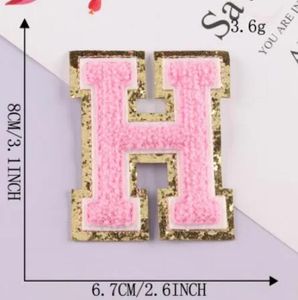 Sewing Notions Pink Towel Patches Sew Iron On Alphabet Letter For Cloth Embroidery Appliques Clothing Garment Accessories Badges 000