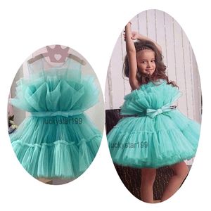 Baby Girl solidna tiulowa sukienka 1-5t Dzieci Bow Designer Bez rękawów Kids Summer Princess Sukienki