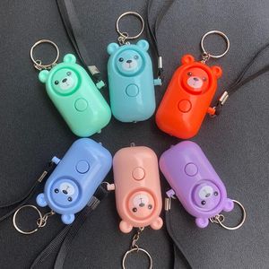 6 Colors 130DB Bear Alarm Keychains Personal LED Flashlight Self Defense Keyrings Safety Security Alert Device Key Chain