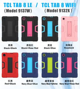 SUCKSUSITAL Defender Silicone Tablet PC Falls för TCL Tab 8 LE 9137W Tab8 WiFi 9132x Armor Tri-Layers Safeguarding Kickstand Design Shell Cover Cover