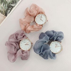 Wristwatches S Elastic Band Women Watch Ribbon Woman's Watches Creative Fashion Ladies Wristwatch Simple Quartz Girls Clock Gift 2023