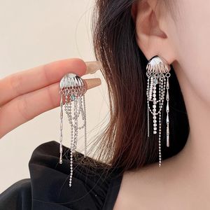 Fashion Exaggerated Jellyfish Rhinestone Tassel Dangle Earrings For Women Girls Delicate Chain Fine Wedding Party Jewelry Gift
