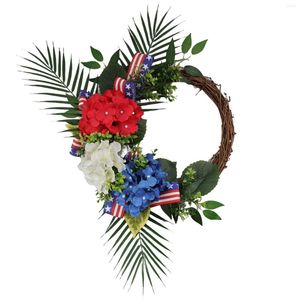 Decorative Flowers Fourth Of July Wreaths Patriotic American Handmade Memorial Day Holiday Decorate Front Door Walls Home
