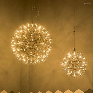 Pendant Lamps Spark Ball Firework Hanglamp Modern Stainless Steel Circle Lights El Clothing Store Mall Decor Indoor Led Lighting