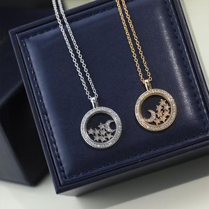 Ketten Sommerschmuck Damen Stern Mond Sternenhimmel rund glänzend exquisite Halskette Party Geburtstagsgeschenk Zubehör