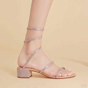 Designer sandália rene caavilla feminino lapso de salto baixo cristais cobra sandálias decorativas sandal