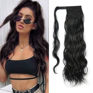 Fibra química de velcro feminina de 24 polegadas Big Wavy Curly Ponytail tem muitos estilos para escolher entre a personalização de suportes