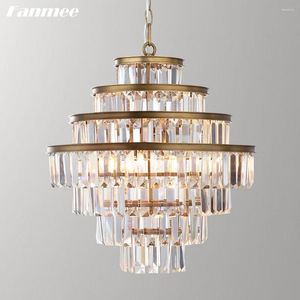 Chandeliers Modern Chandelier Lighting For Foyer Alaine Round Brass Pendant Living Room Clear Cristal Drops Hanging Light Fixture