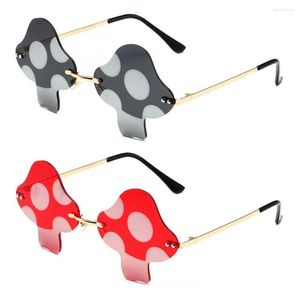 Sunglasses Mushroom Shape Irregular Rimless Sun Glasses Retro Trendy Fun For Women Men Halloween Party Decorations