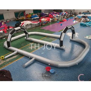 Ücretsiz hava gemisi kapıya! 12x6x2m Açık Mekan Şişirilebilir Go Kart Air Track Oxford Şişirilebilir Yarış Pisti Satılık