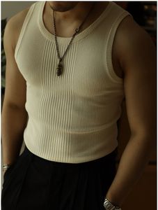 Inner Bottoming Men's Sweater Vest Cotton Gentleman American Retro Casual O-Neck Knitted Vest Slim Summer Korean Clothes