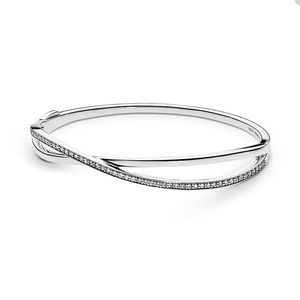 Entwined Bangle Armband för Pandora Authentic Sterling Silver Wedding Party Jewelry Designer Armband för Women Sisters Gift Luxury Armband med Original Box