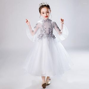 Vestidos de menina 2023 Super Fairy Noble Filds Dress Dress Flower Wedding Pettiskirt Show Figurino