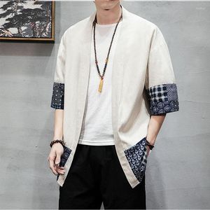 Men's Casual Shirts Summer Vintage Half Sleeve Cardigan Man Solid Color Jacquard Weave Chinese Style Tops Harajuku Cotton Men's