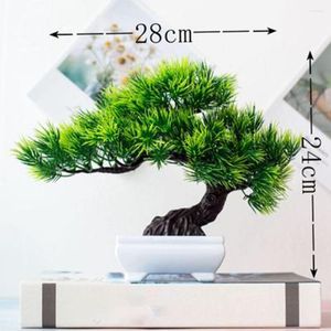 Decorative Flowers Fake Artificial Pot Plant Bonsai Potted Simulation Pine Tree Home/Office Decor Cabinets Shopping Mall Accessories